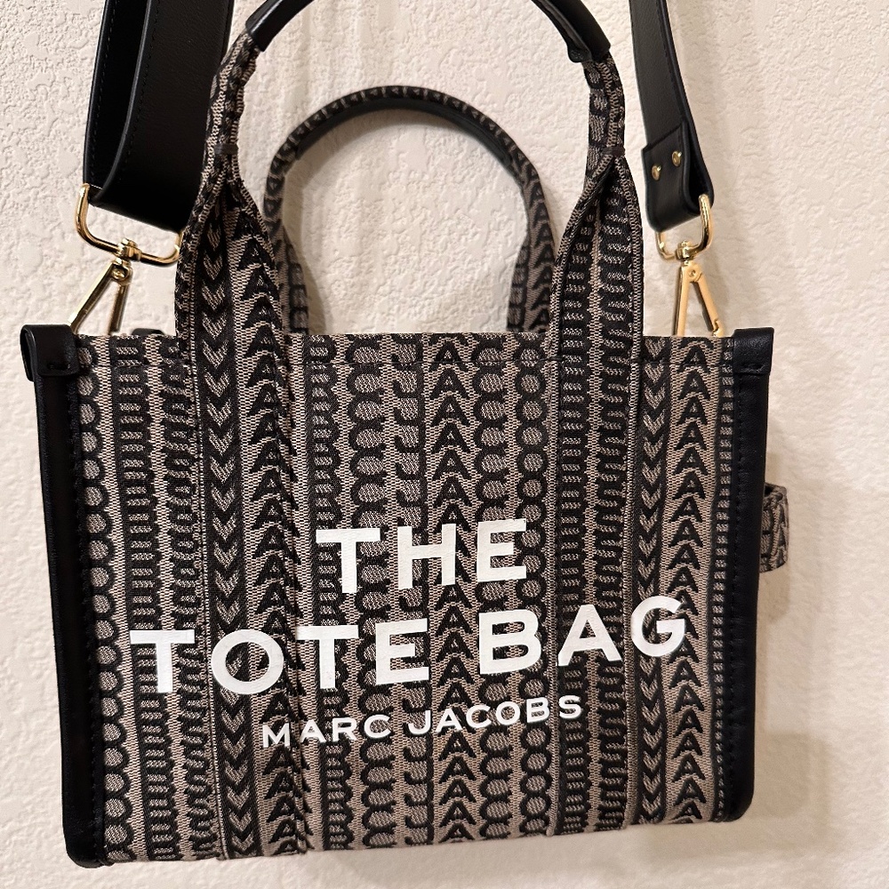 Marc Jacobs The Monogram Jacquard Small Tote Bag W/ Shoulder Strap